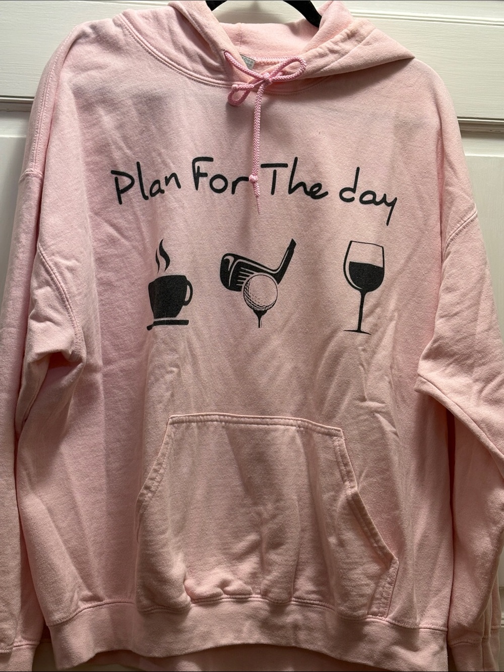Pink "Plan For The Day" Golf Women’s Graphic Hoodie Sweatshirt. XL